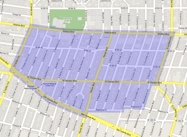Large MMRA Boundary Map Boundaries for the Miracle Mile Residential Association
